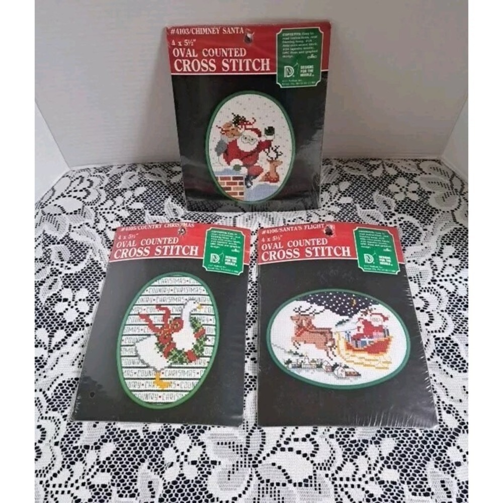 Christmas Designs For The  Needle Counted Cross Stitch Kits New Old Stock Lot/3